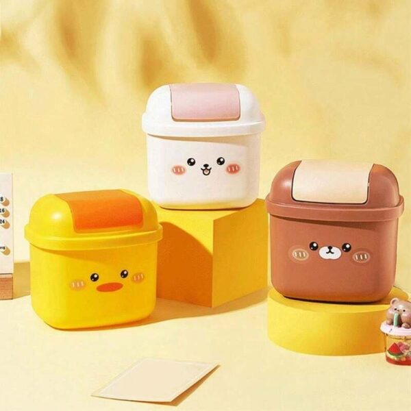 Mini basurera de escritorio con tapa giratoria decorativo cubo de almacenamiento FK23D-226