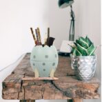 Portalápices con forma de huevo de dinosaurio recipiente de almacenamiento organizador de escritorio para esferos lapiz FK23D-222 - Imagen 4