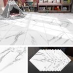 Azulejo adhesivo 60 x 60 blanco marmolizado pegatina decorativa FK23D-251 - Imagen 5