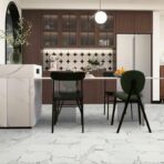 Baldosa adhesiva 60 x 60 blanco mate marmolizado pegatina decorativa 28PCS FK23D-267 - Imagen 5