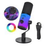 Microfono de escritorio dinámico RGB USB/XLR para podcasting, grabación, juegos y transmisión en vivo