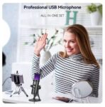 Microfono Profesional Condensador Omnidireccional Usb Luz Color Negro - Imagen 6