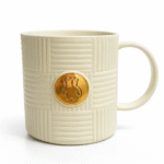 Pocillo decorativo blanco sello dorado utensilio cocina FK23D-228