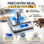 Báscula Digital 0.1g a 3kg Alta Precisión Profesional Acero Con FK17-SM032 - Imagen 2