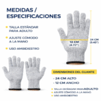 Par de Guantes Resistentes A Cortes Nivel 5 Seguridad Cocina Vidrio X2 FK17-SM0134 - Imagen 7