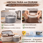 Lonchera Térmica con 4 Recipientes Herméticos Mantiene Comida Caliente y FK17-X4 - Imagen 3