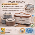 Lonchera Térmica con 4 Recipientes Herméticos Mantiene Comida Caliente y FK17-X4 - Imagen 5
