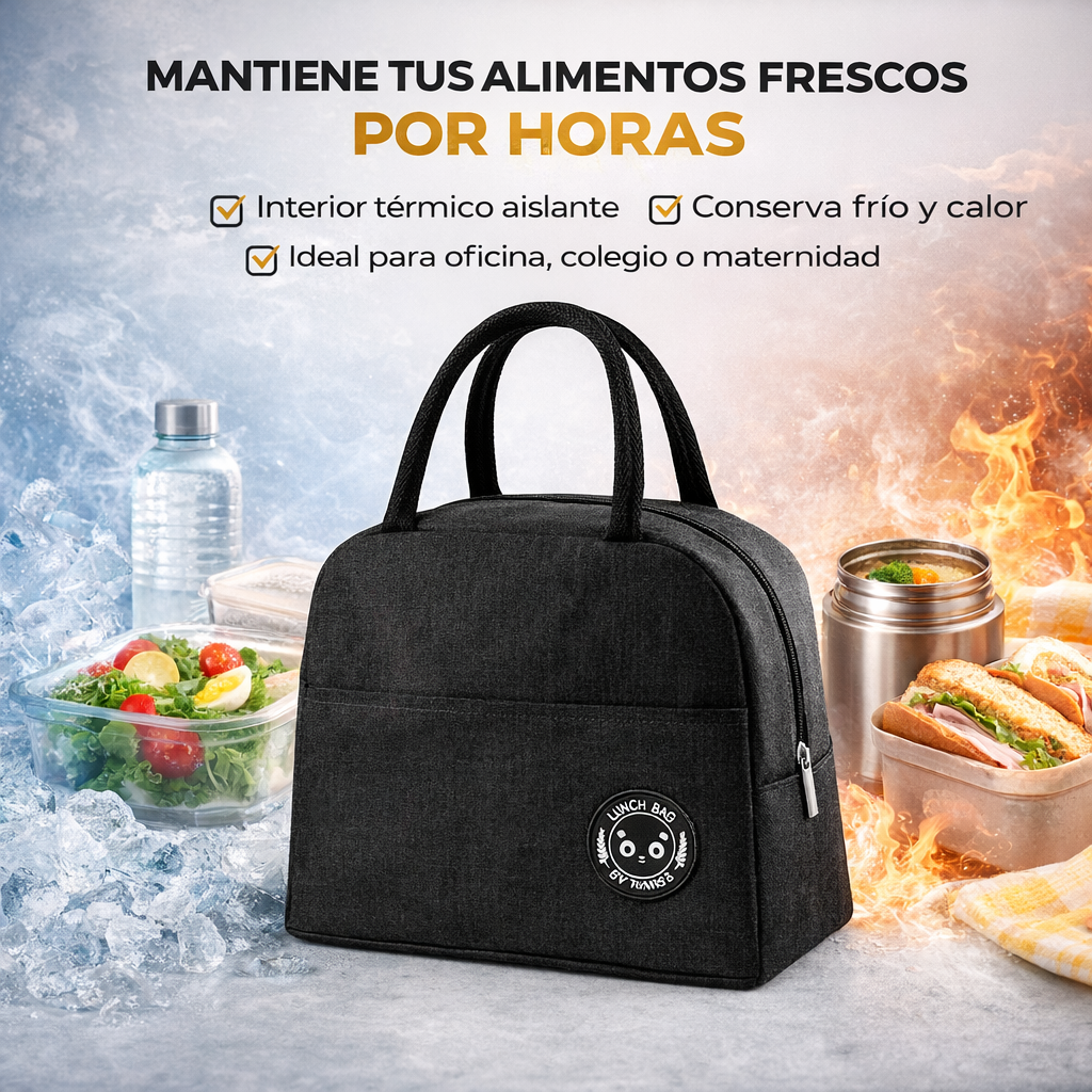 Lonchera-unicolor-FK17-BAG201-IA-2-1.png Lonchera Térmica Premium Portátil Conserva Frío Calor Bolsa Almuerzo FK17-BAG201 - Imagen 1