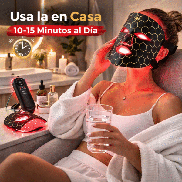 Mascarilla LED Facial Terapia Luz Roja 7 Colores Antiarrugas Colágeno FK17-MD001