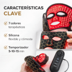 Mascarilla LED Facial Terapia Luz Roja 7 Colores Antiarrugas Colágeno FK17-MD001 - Imagen 3