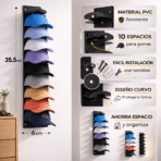 Organizador De Gorras De Pared 10 Espacios Soporte PVC Resistente FK17-SM028 - Imagen 3
