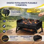 Mini Parrilla Plegable Portátil a Carbón FK17-SM080 - Imagen 3
