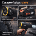 Soplador Aire Inalámbrico 21V Turbo Alta Potencia 2 Baterías FK17-MD2-8367 - Imagen 5