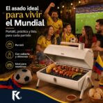 Parrilla De Carbón Portátil Con Cubierta Y Chimenea, Barbacoa FK17-PR445 - Imagen 2