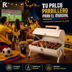 Parrilla De Carbón Portátil Con Cubierta Y Chimenea, Barbacoa FK17-PR445 - Imagen 4