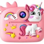 Cámara digital de dos lentes de dibujos animados de Unicornio para niños