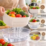 Cesta con escurridor para alimentos tazon de cocina con drenaje FK23D-201 - Imagen 2