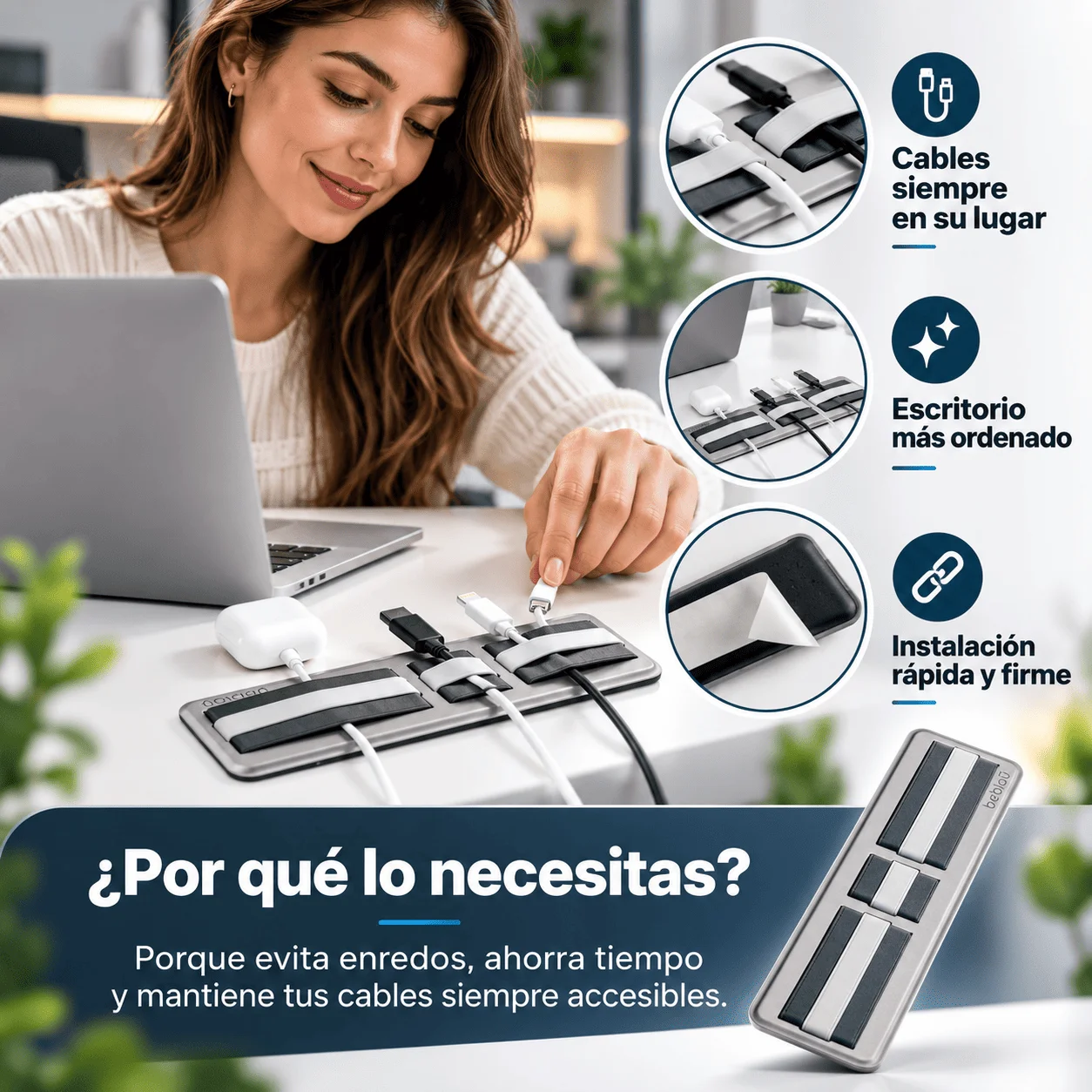 4af788ec-e729-4196-8e76-ec749644a9ca.webp Organizador adhesivo para accesorios soporte para cables FK23D-105 - Imagen 1