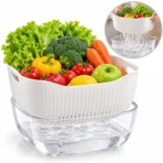 Cesta con escurridor para alimentos tazon de cocina con drenaje FK23D-201 - Imagen 3