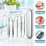Kit dental limpieza oral en acero set de 6 accesorios Fk16-23kit - Imagen 2